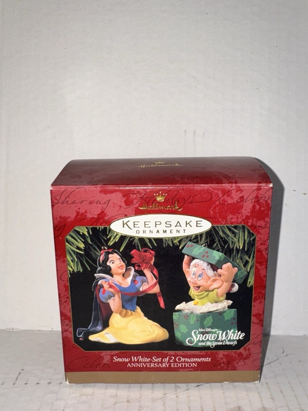 Hallmark Keepsake Snow White and Dopey Set of 2 Ornaments 1997 60th Anniversary